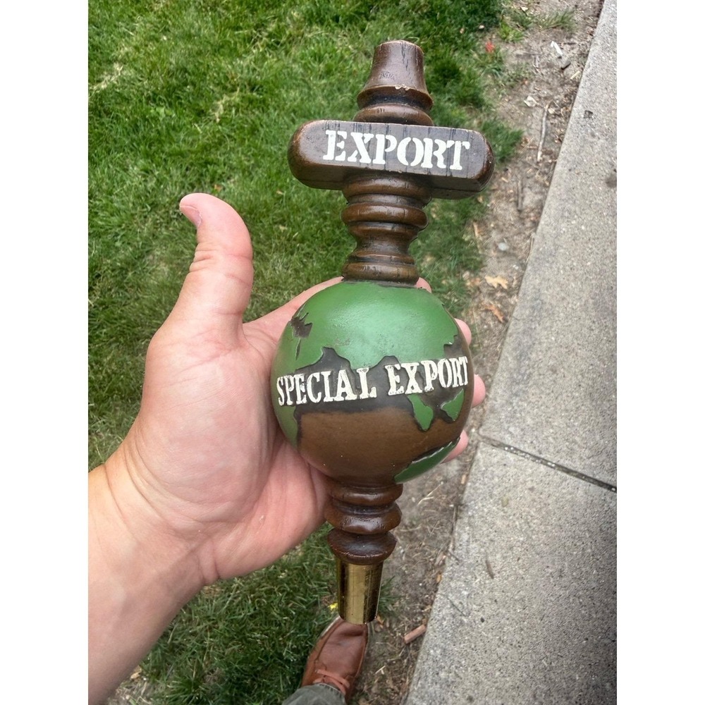Vintage World Exports‎ Beer Tap Handle Wood Globe Import Draft Beer Bar Tavern